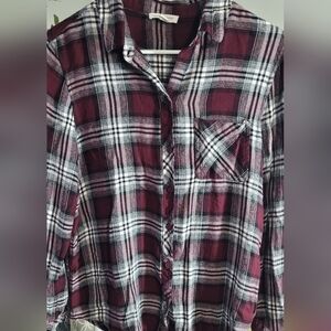 Beachlunchlounge Button Down Plaid Top Sz Large